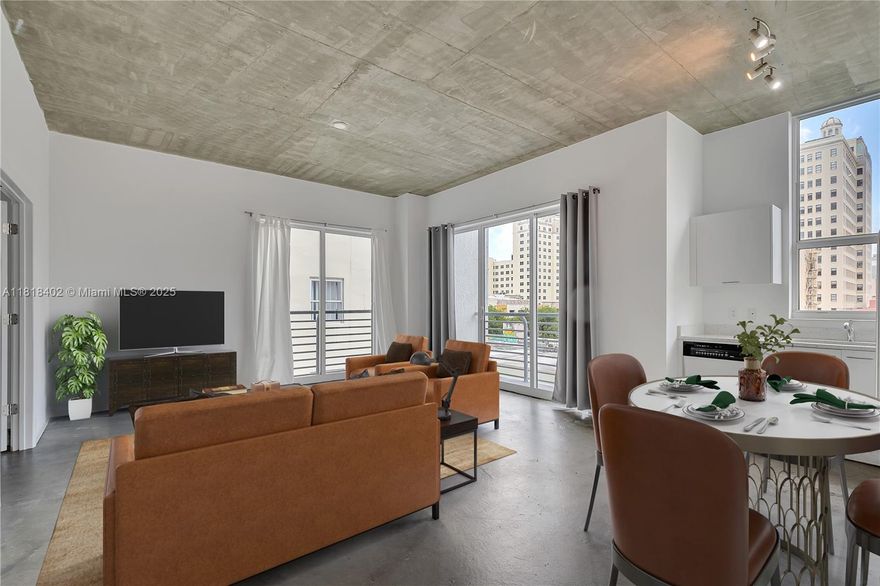 Available JULY 21. Clean and bright unit offering a chic loft industrial feel while providing TWO ENCLOSED BEDROOMS. This true 2/2 is centrally located downtown and close to everything including the vibrant new Miami Worldcenter, Kaseya Arena, Brickell, Bayside, The Brightline, Metrorail, Wynwood, etc. It represents one of the best rental deals in Miami! Parking is available across the street for $60/mo. Includes water, cable, internet. Unfurnished, annual rental only.