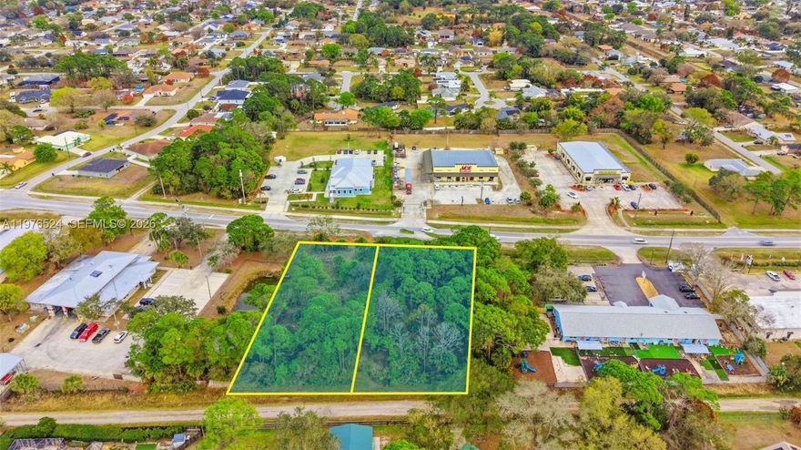 A rare opportunity to acquire a 0.97± acre infill commercial development site along the established Jupiter Blvd NW retail corridor in Northwest Palm Bay. Comprised of two adjacent parcels, this offering represents one of the last remaining ~1-acre commercial sites in the area, ideal for retail, QSR, medical, or service-oriented development. Situated within a fully built-out residential trade area, the property provides strong visibility and access, offering developers a strategic location to capture demand in a high-traffic corridor with limited available land.