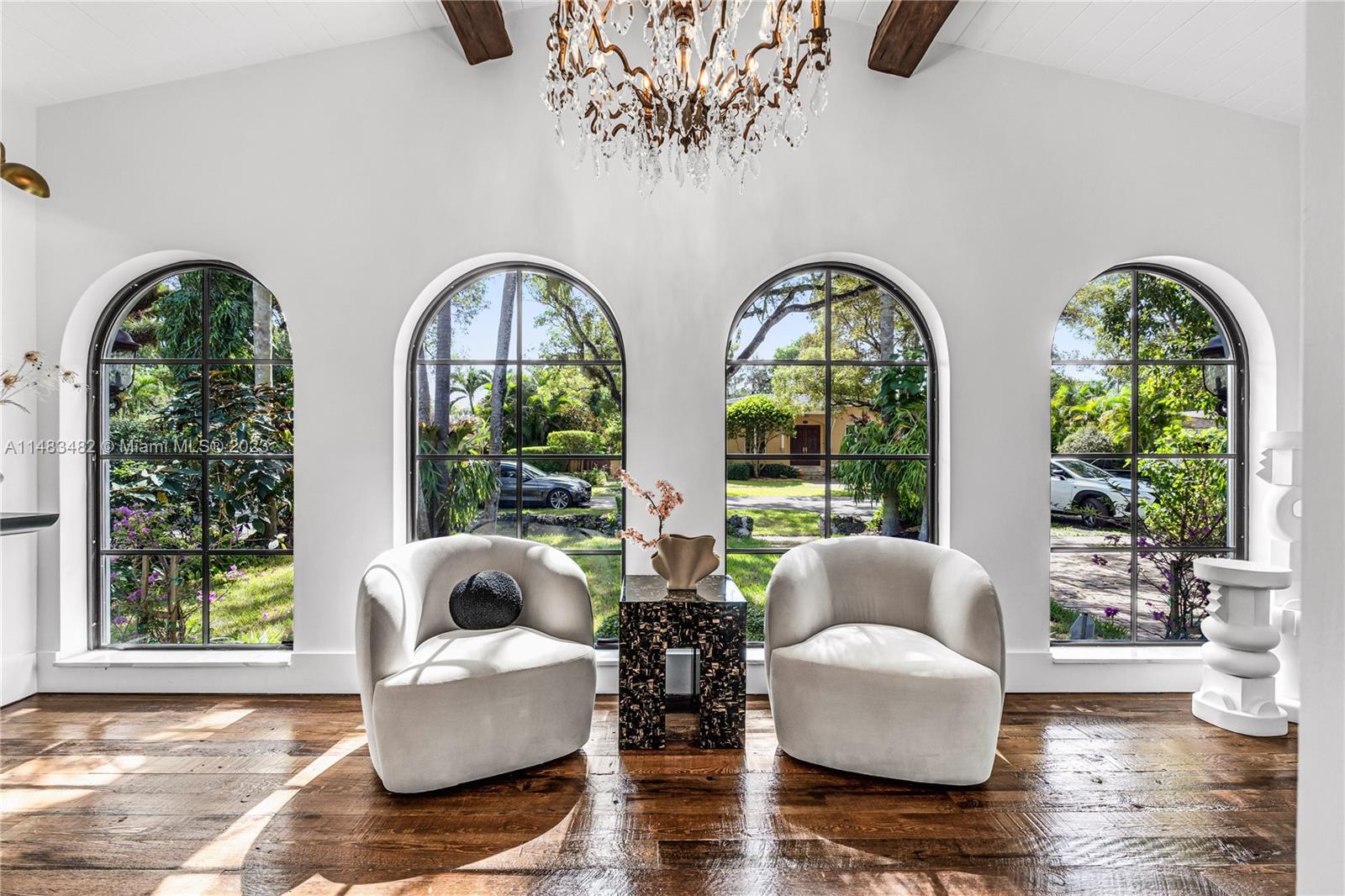 Charming Old Spanish Home in the heart of Coral Gables. offers a perfect blend of elegance, modernity and timeless charm. Featuring 3 bedroom and 2.5 bathrooms in the main house as well as a comfortable guest house with 1 bedroom and 1 bathroom. It features a cozy bedroom with ample natural light. The kitchenett is fully equipped allowing guest to prepare simple meals and snacks. This fully updated residence with high ceilings provide an ample space for comfortable living. Additional upgrades include stunning reclaimed barn wood floors, gourmet kitchen with calacatta marble countertop, solid walnut custom cabinetry, Sub-Zero refrigerator, high impact windows and doors, brand new bathrooms, custom closets and more. Don't miss this opportunity to own this move in ready exquisite residence.