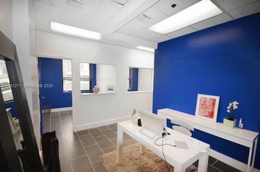 Great opportunity to own in the center of Downtown Miami, in the Huntington Building. Two separate offices under one folio - 2 separate offices one across from the other (you can rent to 2 separate businesses). First office space hosts 6 private offices with 2 reception areas and a kitchen area (Presently rented with an annual income of $35,880). Second office space has 3 private offices, a conference area, and reception area. There are one 3 offices in total on this floor and you will own 2 of them. Electricity is paid by building. Walking distance to wholefoods, restaurants and Brickell. Must see!!