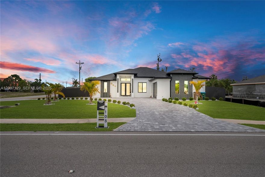 MOVE-IN READY 4 BEDROOM / 3 BATH HOME WITH CITY WATER IN THE HEART OF CAPE CORAL! This
beautifully maintained 2,009 sqft residence sits in one of 33991's most convenient and fastest-growing corridors —
just minutes from everything that matters. Enjoy the RARE advantage of CITY POTABLE WATER, a hard-to-find
feature in Cape Coral that saves thousands in well maintenance and filtration costs. The home delivers 4 spacious
bedrooms, 3 full bathrooms, and a bright open-concept layout ideal for modern family living. Additional flexible living
space perfect for a media room, home office, gym, or playroom gives you options most homes in this price range
simply don't offer. SECURITY CAMERA SYSTEM CONVEYS WITH THE PROPERTY — peace of mind from day
one. LOCATION IS EVERYTHING: walk or drive minutes to Walmart Neighborhood Market, Publix at Santa Barbara
Centre, Farmer Joe's gourmet market, ALDI, and Pine Island Marketplace. Top-rated Lee County schools (West Zone)
including Oasis Elementary Charter, Cafferata K-8, Challenger Middle, and Cape Coral High are all within easy reach.
Quick access to Fort Myers, Downtown Cape Coral, RSW International, and Punta Gorda airports. Whether you're a
family looking to plant roots or a savvy investor eyeing one of Southwest Florida's strongest long-term markets, this
home checks every box. Properties like this — modern, turnkey, and perfectly located — don't last long. Schedule
your private showing today before it's gone!
