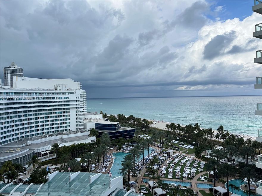 Amazing opportunity to own an oceanfront Suite at the Fontainebleau II Tresor Tower. Enjoy great views of the ocean and hotel pool. Experience a full-service, vacation-style unit in this fully furnished, turnkey unit, featuring a kitchenette, king bed, sleeper sofa, balcony, walk-in closet, owner’s closet, and more. You also have the option to enroll in the hotel rental program and earn income while you're away! The Fontainebleau resort offers award-winning restaurants, LIV nightclub, Lapis Spa, a state-of-the-art fitness center, bakery, shops, full-service salon, and more. Maintenance fees cover all utilities, including AC, internet, cable, local calls, electricity, valet, and daily free breakfast in the owner's lounge.