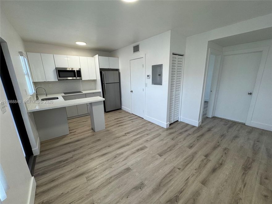 FAST APPROVAL AND EASY TO SHOW! Recently renovated 1 bedroom/1 bathroom unit walking distance to Wynwood. This corner unit is located on the second floor. Unit has a refrigerator, washer and dryer, microwave, and cooktop. First months rent and one security deposit required to move in. Rent includes maintenance requests, trash, and fumigation. Electricity and water not included in rent. Tenants cannot have a criminal background and no previous evictions, no exceptions! Must be employed, have US ID or US Passport, and have proof of employment with an employment letter or paystubs. Tenant must provide 2 months worth of bank statements. Residential street parking only.