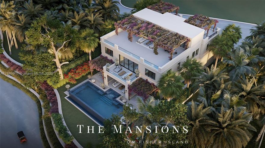MANSION No. 9 IS THE LAST CUSTOM-BUILT RESIDENCE AVAILABLE ON THE SOUTH SIDE OF FISHER ISLAND’S MOST LUXURIOUS & EXCLUSIVE PRIVATE ENCLAVE!  This 6 Bed + 7 Bath + 2 Powder Modern Tuscan Estate has a Sun-Filled Infinity Edge Pool + Rooftop Terrace with Fitness Center, Spa, Meditation Garden + Outdoor Kitchen & Covered Dining Areas. This MANSION sits on a Lush 13,242 SF LOT in Fisher Island's Finest Neighborhood. Enjoy 8,570 Interior SF + Nearly 4,000 SF of Terraces & Outdoor Spaces. Developed & Built by the exquisite Collab of the Madar Group + ASR Construction. Residence has 2 Main Levels + 4 Car Garage + a 3rd Level Private Rooftop with Direct Sunset Vistas. Designed by Portuondo Perotti Architects with European Interiors by Ford Interiors + Lush Outdoor Spaces. Delivery July 2027.