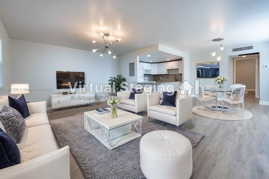 Stylish just remodeled ground level 1B/1.5b unit in sought after King's Point Golf & Country Club. Garden view terrace. Walking distance to Monaco's Club House, pool, tennis courts, coffee shop, street entrance, etc. King's Point is 55+ Resort Style Community that offers a broad range of amenities and activities that include free internal transportation to the main clubhouse, golf course, indoors/outdoors pools, gym, theater, barber shop, etc. Free external transportation to grocery stores and pharmacies as well as to the surrounding areas and vibrant downtown Delray Beach's restaurants, art galleries and shops. Rent includes utilities (Water and Electricity) and Appliances and A/C maintenance, monthly pest control also included. You will love to live here! Schedule a showing Today!