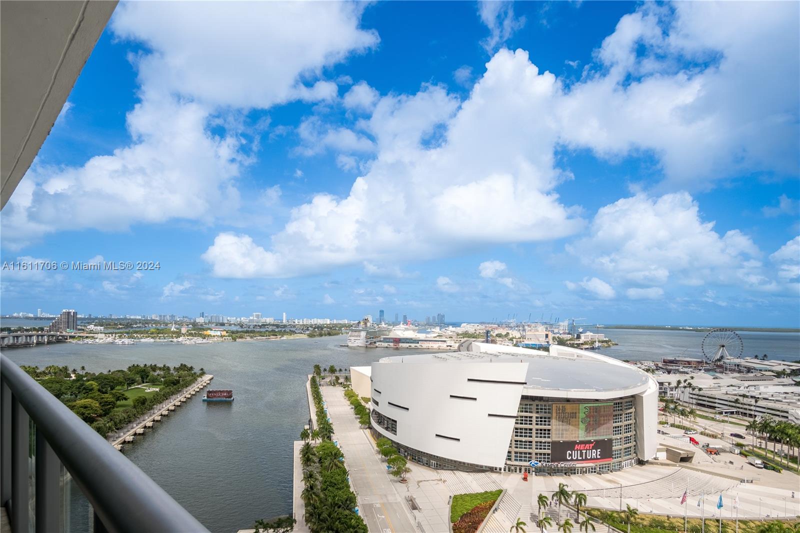 Welcome home to endless blue skies, ocean, and city views. This stunning 2-bedroom condo in downtown Miami offers a spacious split floorplan and abundant natural light. Enjoy the convenience of built-out closets, a large kitchen, tile floors, and a brand new AC along with a new washer/dryer. Perfectly situated across from a beautiful green waterfront park, this condo provides easy access to major highways and the airport. The area is thriving with new restaurants, shops, and entertainment centers currently under construction. Located in an excellently managed building with sunrise and sunset pools, BBQ area, jacuzzi, a party room with 30-FT ceilings, a volleyball court and more.