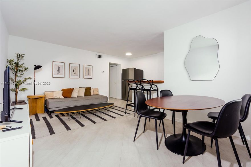 AVAILABLE NOW – FULLY RENOVATED & DESIGNER-FURNISHED!
Welcome to 525 Meridian Ave #203, a stunning 1BD/1BA condo in the heart of South Beach. This residence has been completely updated with high-end finishes, brand-new appliances including a dishwasher, in-unit washer and dryer, impact windows, and central A/C. Enjoy your private balcony, assigned gated parking, and the convenience of a secure, pet-friendly boutique building.
The home comes fully furnished with stylish designer furniture and a large flat-screen TV, making it a turnkey space ready for immediate move-in. Just four blocks to Ocean Drive and the beach, and steps from shopping, restaurants, and Flamingo Park, this condo offers the perfect combination of location and lifestyle.
Available now – move right in!