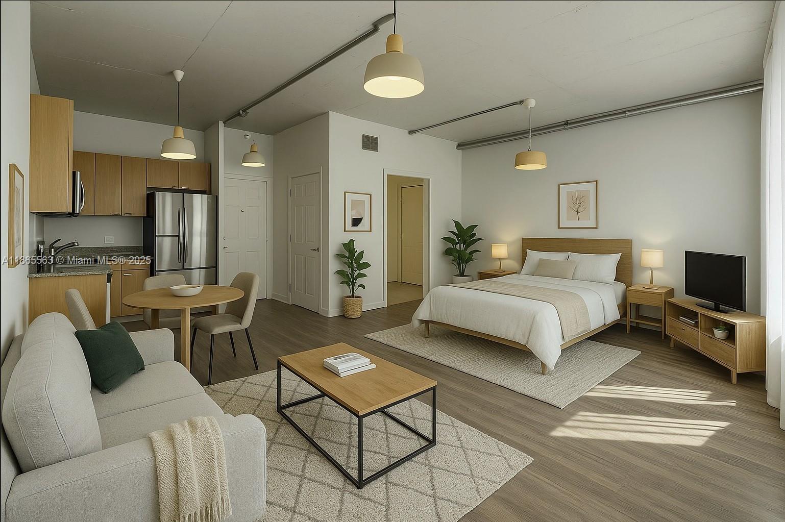 Spacious 1BR Loft in Downtown Hollywood! Modern open-concept loft with 11' ceilings and south-facing impact windows for great natural light. Features include central A/C, in-unit washer & dryer, new flooring, granite countertops, stainless steel appliances, and covered parking. Enjoy the convenience of walking distance to shops, dining, and entertainment. Just 10 minutes to the beach, Aventura Mall, and major highways. Ideal location, move-in ready!
