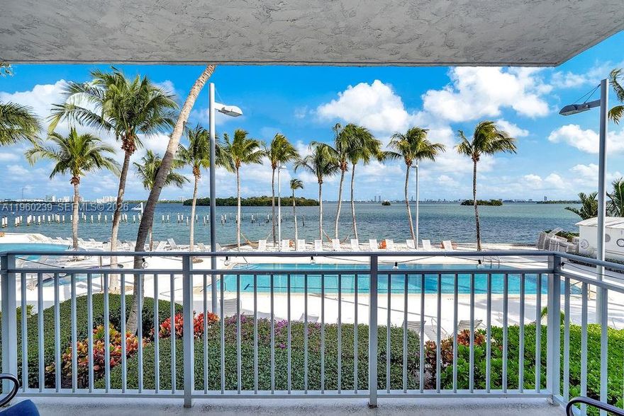 Highly Desirable and rarely available unobstructed direct water view unit available in the C Building. Located on the 2nd floor, uniquely positioned, this unit is so close to the water you can see the manatees.  Move-in ready with all the updates including hurricane windows & doors, HVAC, refrigerator, flooring, lighting, custom closets & bathroom tile.  The Nirvana Development is unlike anything in the area. Tucked away east of Biscayne, directly on the water is a tranquil gated community escape with 15 acres of lush mature landscaping including some historic Banyan trees.  Additional perks include 24-hour security, fitness center, kayak launch, private beach area with BBQ, 2 pools & jacuzzi. Pet friendly with conveniences at your fingertips. Walking distance to restaurants & shops. 2 parking spaces.