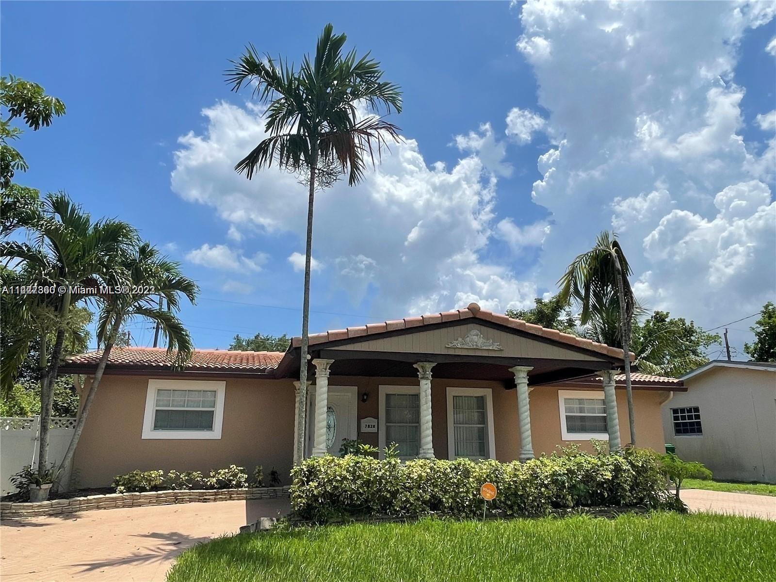 Beautiful 3/2 pool home in the heart of Miramar, centrally located and in excellent condition. This house features a large fenced backyard with deck and room for entertaining, kitchen with granite countertops and stainless steel appliances, laminate and tile floors, huge circular driveway with covered parking available and an attractive and durable tile roof. Enjoy views of the garden and pool from the house. This home is move in ready! Pool maintenance included with rent, pool has a leak issue and may loose some water over time!