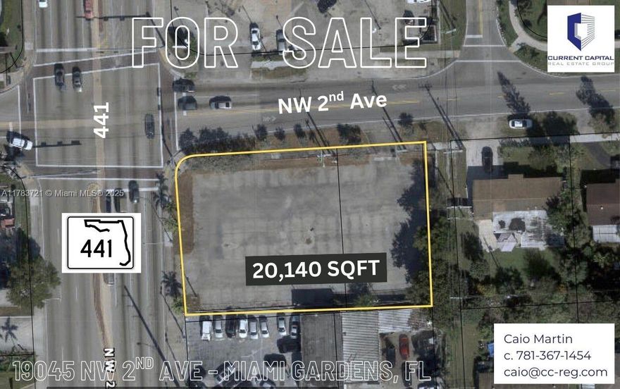 20,140 SQFT land site (.46 acre) presently vacant and ready for redevelopment.  The site has electricity, water, sewer and storm drainage.  This corner site is located directly on the 441 corridor with over 54,000 average cars per day (2021 data).  The site is across the street from Racetrac, AutoZone, Spin Car Wash and U Gas.  This site is less than 1 mile away from Dealerships for Mazda, Volvo, Mitsubishi, Hyundai, Warren Henry, GMC, Florida Fine Cars, Harley Davidson, Miami Gardens Montessori School, Citco Gas Station,  Murphy's Oil, Miami Subs, Ross, DD's, Dunkin Donuts, Advanced Auto Parts, Wendy's, Waffle House, Dutch Pot, La Granja, CVS, Marathon Gas, McDonalds, Pollo Tropical, Walgreens, AT&T, Chase, KFC, Popeye's among many other prominent businesses.