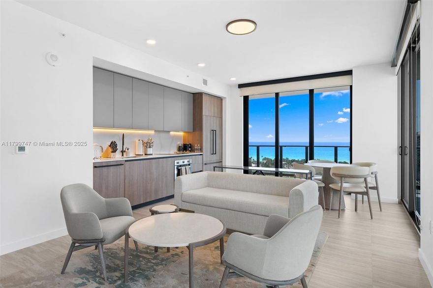 Spectacular corner residence with direct ocean views in Miami Beach’s newest luxury address — 72 Park. This fully furnished 2-bedroom, 2-bath home features floor-to-ceiling glass windows, beautiful modern finishes, and a stunning wraparound terrace for seamless indoor-outdoor living. Perched on the 14th floor, you'll enjoy panoramic water views from every angle. Airbnb-approved, it’s a rare investment opportunity in a brand-new LEED Gold Certified building with 5-star amenities: private beach club access, rooftop with 360° views, 150-ft resort-style pool with cabanas, fitness center, yoga lounge, kids’ playroom, restaurant, coworking space, beach shuttle, concierge, and a striking double-height lobby. This is Miami living at its finest.