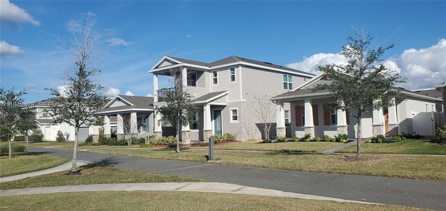 ***OWNER FINANCING***  Step inside to discover a spacious layout featuring 4 bdrs & 3 baths, thoughtfully designed for comfort & entertaining. Upstairs, you'll find a loft, 3 bdrs & the Master Suite (1 bdr & full Bath conveniently located on main floor), lots of closet space! The owner's suite counts with a large walk in closet. The Suncrest is a spacious rear-load double garage home. From the 10' ceilings to the Open concept living area  anchored by the beautiful gourmet kitchen. This kitchen is nicely appointed with 42" white cabinets, & quartz countertops & Top of the Line Appliances. There is a very private fenced in lanai & courtyard style lawn. Water Softener System, Separate Laundry Rm, This impeccable home offers modern amenities Community Pool, Club house, BBQ, Children play area & incredible outdoor escape, all with easy access to I-4.