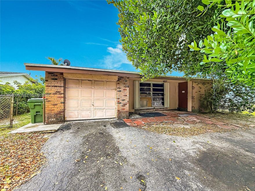 Fixer upper. Looking for the handyman special. Here it is. Bring your FHA 203k Buyers. Great deal for the right buyer. Make your dream come true. Easy to preview. Located in Best area of Pembroke Pines. close to top rated schools. easy access to major roadways. Large private yard. Room for a pool and your toys. The home features two large rooms, garage and terrace.