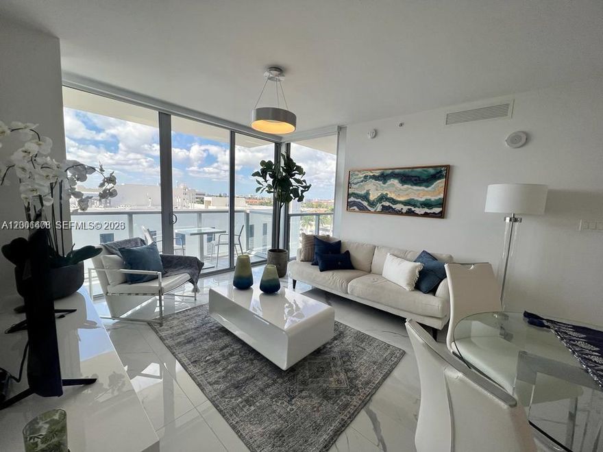 Paradise Found at Bay Harbor Islands. Welcome to your beautiful, brand-new, fully furnished condo. Showcasing the finest in waterfront living, this boutique 10-story building is the premiere luxury residence on the island. Spectacular rooftop pool deck with hot tub, firepit and BBQ area. 24-hr valet parking. Only a short walk to the beach, Bal Harbor shops and restaurants. Lower PH 801 boasts marble flooring throughout, Wolf and Sub Zero appliances, quartz kitchen countertops and island, stunning views from the Master Bedroom & living spaces, 2 large balconies. Motorized shades throughout. Available dock spaces for rent. 2 complimentary valet parking spaces. Comes with one large storage space. Tenant occupied. Showings with 24 hr notice.