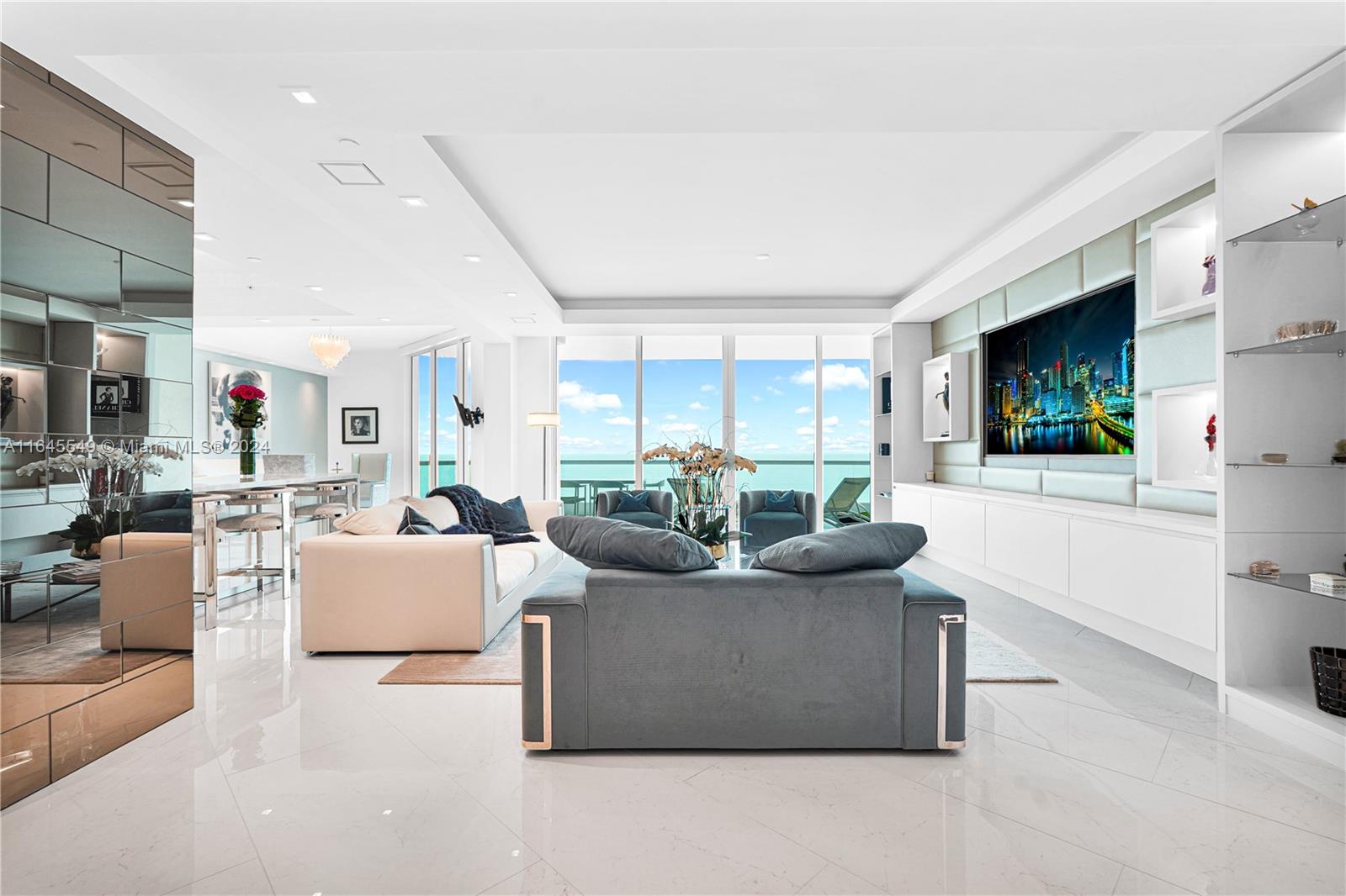This luxurious, one-of-a-kind home offers breathtaking direct ocean and Intracoastal views from every room. Professionally designed & decorated by Jeffrey Howard, this residence features 3,500 square feet of meticulously remodeled space, showcasing high-end finishes with Fendi furniture and Creston system. The private elevator opens to an elegant formal foyer, leading to 3 bedrooms and 4.5 baths. Enjoy porcelain floors throughout, custom Italian walk-in closets by Pedini, Italian kitchen by Pedini & Eggersman , equipped with Miele and Thermador appliances.
TOC 5-star resort-style amenities, including 2 heated pools, a private spa, beach services, a fitness center, a children's club, a hair salon, 2 restaurants with room service, gated entry, 24-hour concierge, valet parking, dog-park.