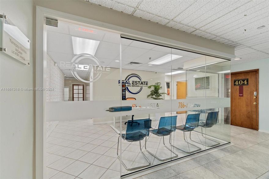 Unit 405 and 406 are currently set up as a real estate office and school, providing a spacious 2,117 sqft of office space and classrooms. The office condo features several private offices, a conference room, a reception area, and a break room/kitchenette, along with two large classrooms. This space is priced at $500,000.00 and is perfect for real estate professionals looking to set up their office and training facilities.