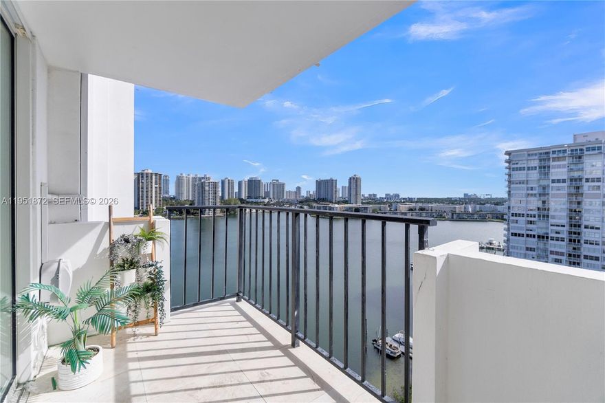 AMAZING WATERFRONT UNIT IN A PRIME LOCATION! this stylish and spacious 2-bedroom, 2-bath Waterview residence at Commodore Plaza Condominium in the heart of Aventura. Located on the 14th floor, this beautifully remodeled unit features a modern kitchen with granite countertops, stainless steel appliances, and top-of-the-line cabinetry, complemented by elegant marble tile floors throughout and tastefully renovated bathrooms. Enjoy breathtaking east-facing views of the water, pool, marina, and stunning sunrises from every room and the private balcony. The open-concept living and dining layout is ideal for both comfort and entertaining, while the primary suite offers a private bath and a large walk-in closet with custom organizers. Cable, Wi-Fi, and hot water are included in the HOA. This full-service community offers resort-style amenities including two heated pools, two tennis courts, a state-of-the-art fitness center, marina with docks, clubhouse, BBQ and picnic areas, billiards, ping pong, library, car wash area, attended lobby, concierge services, 24/7 security, and assigned covered parking. Perfectly located within walking distance to Fresh Market, banks, restaurants, and houses of worship, and just minutes from Aventura Mall, premier dining, parks, public transportation, Brightline station, major roadways, and a short drive to Sunny Isles Beach. Furniture is negotiable—don’t miss this incredible opportunity. Schedule your showing and make an offer today!