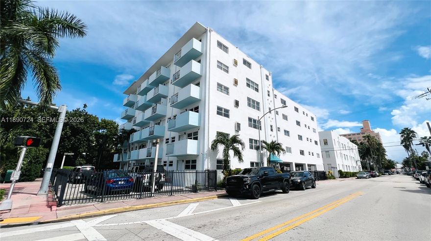 This bright and spacious 1-bedroom/1-bath corner apartment is located on the first floor along the charming, tree-lined Meridian Avenue. Nestled on a quiet street, it offers the perfect Miami Beach lifestyle—ideal for both living and investment. Just blocks from Flamingo Park, the Beach, and the 5th St Shopping Center, with Lincoln Rd’s dining and shops a short walk away. Enjoy your private balcony & abundant natural light throughout. The unit has been tastefully remodeled with butcher block countertops, impact windows, and a new central A/C (2024) and includes washer/dryer hookup. The building features secured entry, elevator, parking area, and fenced perimeter. Monthly maintenance includes basic cable and internet, with plenty of street parking nearby. Parking available by waiting list.maintenance fees cover ALL utilities, including high speed internet and cable TV. Quiet neighborhood. EASY TO SHOW - Same DAY SHOWINGS OK.