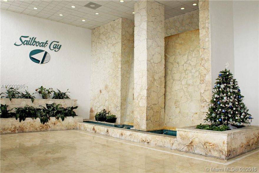 Beautiful 2 Bedroom 2 Bath apartment in the desirable Sailboat Cay Condominium. Great corner unit offering a very nice size balcony. Beautiful water view from the bedroom. Remodeled kitchen and stainless steal appliances. Building is currently being painted and lobby is under renovation with no extra assessment.