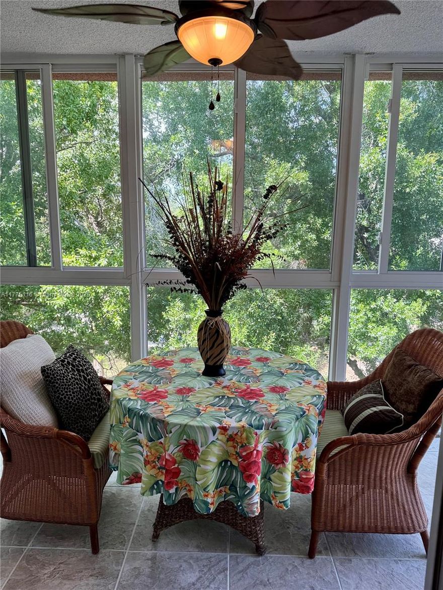 This condo meets the highest demands! It is waiting for its new owner to offer it a haven of peace in which no addition is required. New hurricane windows, a Florida Room designed with hurricane tinted glass, ceramic floors throughout, renovated kitchen and 2 bathrooms, all fully furnished.  
Located in a 55+ and GATED community, close to all services and the beaches. 
One visit and you will be charmed.