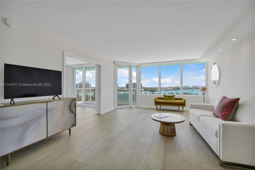 Beautifully furnished and renovated spacious 1 bed 1.5 bath unit in full-service South of Fifth building.  Open kitchen with quartz counters.  Main suite features en-suite bath with double vanity and walk in shower.  Walk through closet with custom cabinetry.  Window shades throughout.  Parking and storage unit.  The building features resort style amenities - currently under construction.  Make an offer