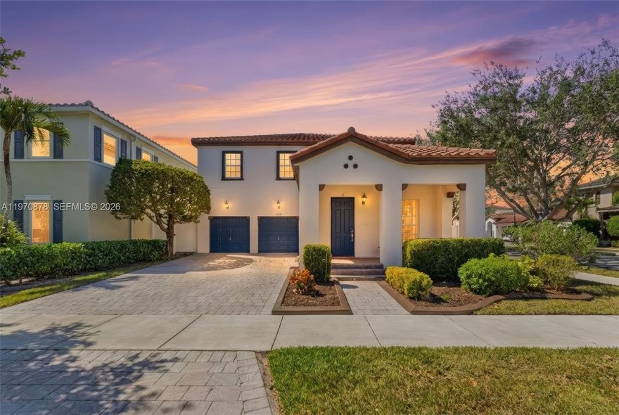 Move-in ready and thoughtfully remodeled! This 4-bedroom, 3-bath two-story home offers privacy and room to enjoy Miami living. The home features high-gloss porcelain floors on the first story that reflect natural light throughout. Vinyl flooring on the second story. The two-tone, modern kitchen offers plenty of storage, soft-close doors, quarts countertops and SS appliances. French doors lead to a secluded outdoor area ideal for weekend gatherings. The upstairs has a split layout, primary suite on one side + bedrooms on the other, conveniently for privacy. The rooms are generously sized, especially the master which includes a walk-in closet and spa-style bath. Flex space can be used as a den, office space, play-room, etc. 2 car garage for all your storage needs. Enjoy community amenities such as pool, kiddie pool, playground, gym and BBQ area. Maintenance includes front lawn and security.