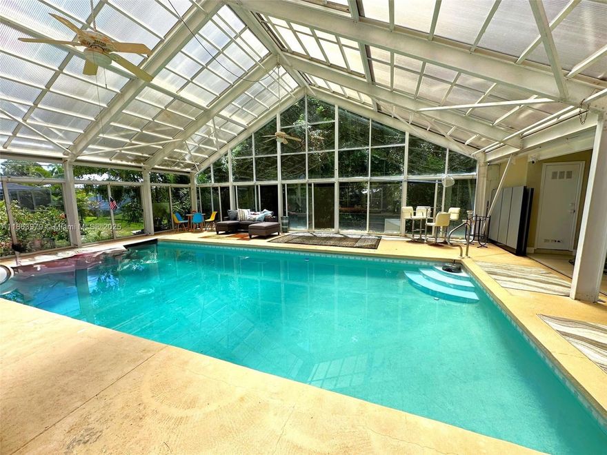 An extremely rare find!  A beautiful home in Sebastian Highlands with a 14x30 pool, a 26x42 stamped concrete deck and A SPECTACULAR ALUMINIUM AND GLASS POOL AND DECK AREA ENCLOSURE WITH A MOTARIZED RETRACTABLE ROOF.  Current estimated cost to build this type of enclosure would be in the neighborhood of $100,000.  Enjoy your pool regardless of the season or weather.  The home features 3 bedrooms and 3 full baths.  The Roof was replaced in (2018). Oversized, 17,424, corner lot in the heart of Sebastian offers room to park your boat and trailer, 1 mile from Indian River with variety of outstanding dining options and a boat launch 5 minutes from your home, 0.5 miles from the Sebastian Municipal Golf Course. Ideal as your primary home or a winter getaway.
