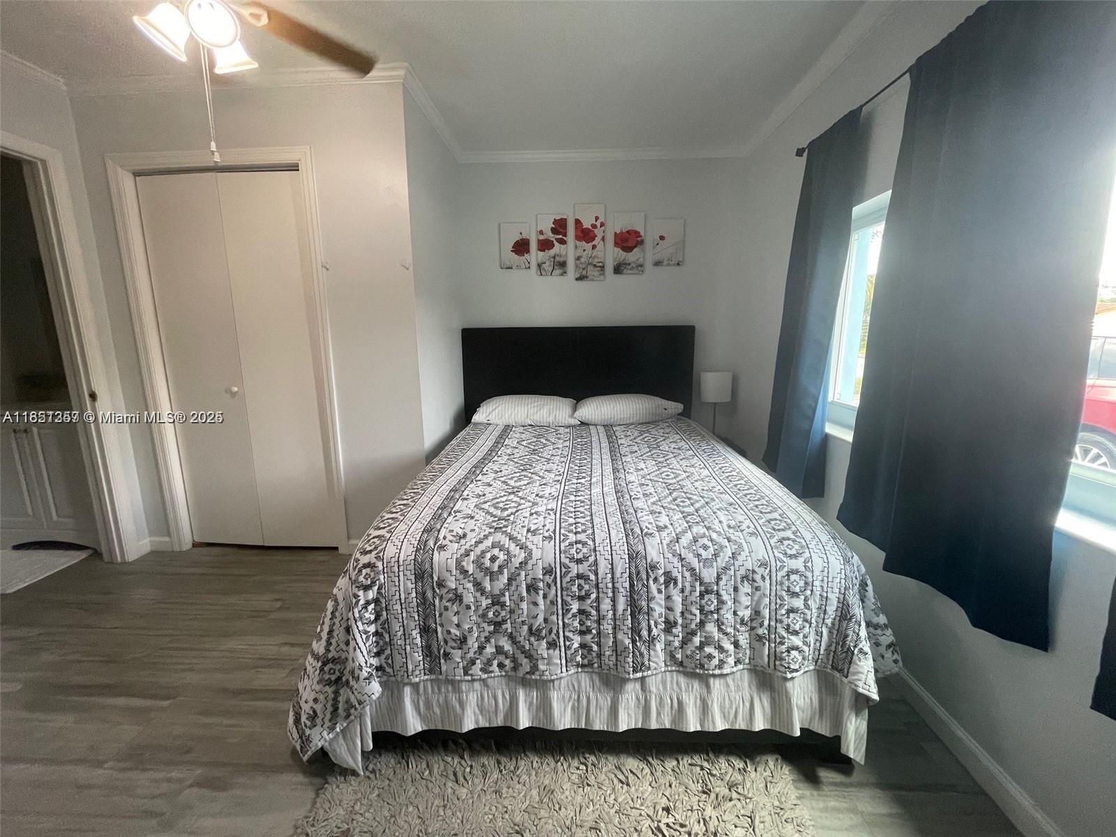 Cozy Furnished Studio Apartment with all the Essentials. Studio features queen size bed, ceiling fan, mini split A/C & Heater, large flat screen TV, Portable double burner, refrigerator, microwave, 2 Seater table and coffee maker. Parking for 2 Cars front and back. Electric & Water Included in the Rent. Can also be unfurnished, same rate.