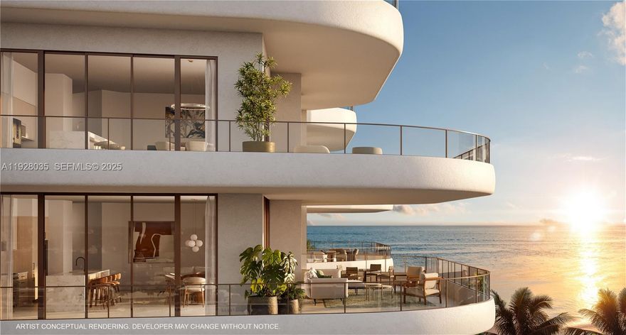 Framed by the Atlantic Ocean and Intracoastal in North Beach Village, one block from the Ocean on Fort Lauderdale Beach. Luxury interiors are designed by Adriana Hoyos Design Studio and feature sprawling 10’ ceilings, top tier appliances from Wolf & Sub-Zero including wine storage and gas cooktops, custom European inspired chef’s kitchen by Italkraft and expansive 12’ terraces with summer kitchens. A portfolio of curated amenities include a lobby café, resort pool & Jacuzzi, wellness center & spa with massage room, sauna, steam & cold plunge, beauty salon, state of the art fitness center, tranquil yoga lawn & movement room, rooftop lounge for sunset gatherings, pet spa and dog run, and multiple resident lounges. Yacht Club & Beach Club at The Conrad Fort Lauderdale Beach Hotel included.