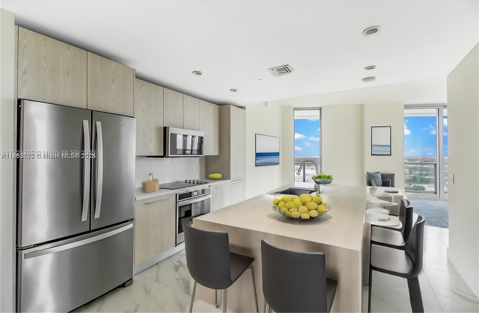 ** Tenant-occupied. Available August 30, 2025. Association requires a minimum 700 FICO score for approval.**
This stunning corner unit features a 400 sq ft wraparound balcony with skyline views and blackout blinds for privacy. Interior highlights include stainless steel appliances, elegant tile flooring, a deeded parking space and a separate storage unit. Enjoy resort-style amenities including 24-hr security, valet parking, full concierge service, fitness center, spa, sauna, media room, infinity pool, jacuzzi, tennis courts, BBQ area, kids' room, guest suite and more. Prime location just minutes from Sawgrass Mills Mall, dining, entertainment and major highways.