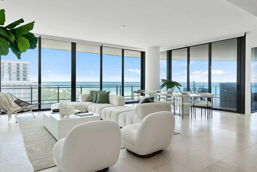 Residence 701 at Eighty Seven Park is an exceptional property designed by renowned architect Renzo Piano, showcasing a harmonious blend of indoor and outdoor living. The residence offers expansive terraces and oversized windows, providing breathtaking views of both the ocean and the city from every room. Featuring white oak Molteni cabinetry, marble bathrooms, travertine floors, and custom-built cabinetry, creating a sophisticated living environment. Known for meticulous personalized service, the property includes a variety of amenities such as a spa, outdoor pools, a fitness center, a private restaurant, meditation gardens and the ocean. This residence represents a perfect fusion of luxury, comfort, and stunning natural beauty.
