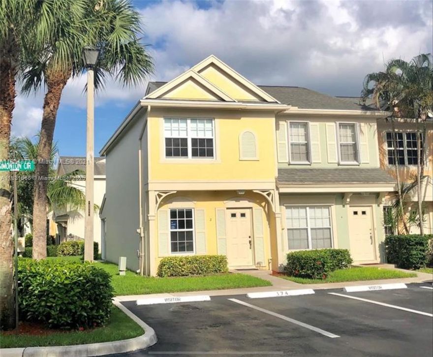 IMMEDIATE OCCUPANCY AVAILABLE. No HOA approval required.Beautiful corner townhome with two master bedrooms, each with en-suite bathrooms, and a first-floor powder room. Open layout, high-impact windows.

Upgraded kitchen boasts ss appliances and abundant storage.

Back porch is enclosed with floor to ceiling impact windows, perfect for an office with ample storage without rear neighbors for added privacy. 

Residents enjoy access to amenities, including two pools, a gym, tennis,bowling, skating, playground, and more through the Bonaventure CC membership. 

Top rated A+ school zones.

Key features include a washer and dryer, recent updates, and a prime location. Rent includes landscaping and trash collection. 

The property requires no HOA approval, and move-in is immediate.