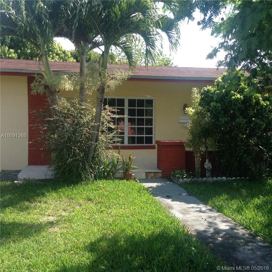 Nice house, excellent location closed to 8th street, but yet private 9 terrace, almost corner lot very large w/mango trees, maney trees, and other tropical trees. Large family room, and very large terrace facing the large back yard, excellent for family get together. Nice large living room, new all stainless steel appliances, and almost new kitchen, with granite counter tops. Has three full baths and large family room.  Many places to park in front of the house. LOCATION, LOCATION, LOCATION. A must see.