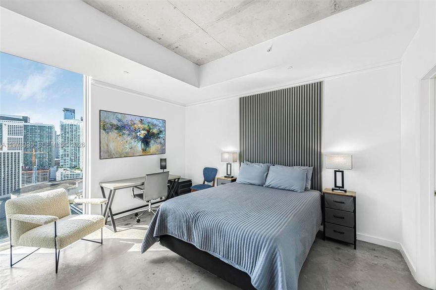 Unique apartment in Centro. Fully Furnished unit with an open-space design and panoramic views from the 24th floor. Floor-to-ceiling windows fill the interior with abundant natural light. The unit features walk-in closets, stainless steel appliances, and a washer and dryer inside the unit. Amenities include: a gym with stunning Brickell Views, TV room, rooftop pool, and spa with sauna and steam room. Parking is not included in the rent.