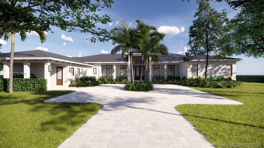 This custom designed new construction home showcases tropical modern architecture while delivering timeless style and legendary Hollub quality and attention to detail. The home features 6 bedrooms, 71/2 baths, a bonus room for ultimate flexibility, family room & lounge with custom bar & fireplace & 3 garages or 2 + a striking carport. Square footage: 9,093, Adj.: 7,667; Living: 6670. This stunning smart home offers sprawling spaces for family gatherings and entertaining. Interior design is custom curated to achieve a sophisticated,  organic aesthetic.  Enjoy large covered patio spaces offset with a lush vista, summer kitchen, pool and spa area w/ sauna & steam room for the ultimate South Florida living experience. Generator. Available Q4 2021.