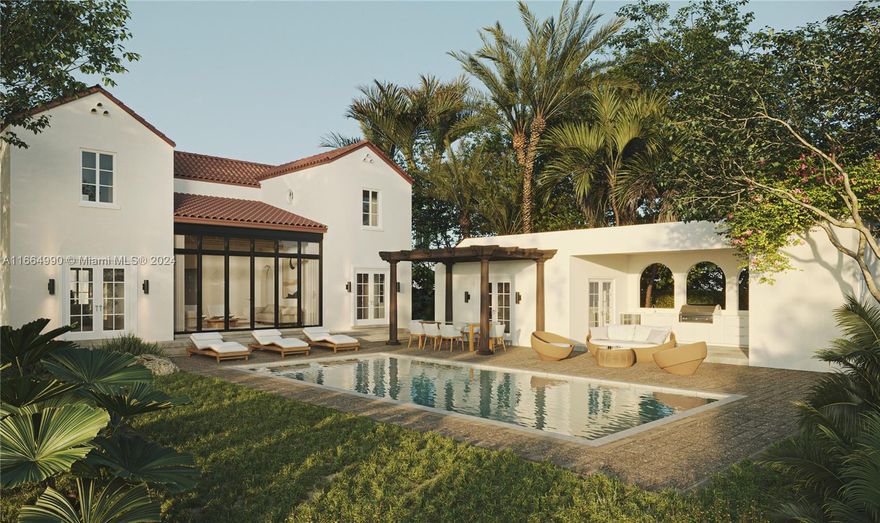 One of a kind historic home in the Mediterranean revival style. Fully renovated and expanded to include 4 bedrooms, 4.5 baths, new living space, new pool, and new gazebo. The new addition seamlessly blends with the existing historical structure while a modern floor-to-ceiling glass element opens to a large backyard with a new pool and BBQ perfect for enjoying the outdoors. 

Restored by RG Architecture Group and Rey De Castro Studio the home is a beautiful historical landmark offering all the modern comforts of today's living. High-end Italian kitchen by Italkraft, hurricane impact windows, beautifully remodeled interiors throughout, new electrical system, new plumbing and new AC system. As a historic landmark, the property also pays less taxes. Under construction estimated july 2025