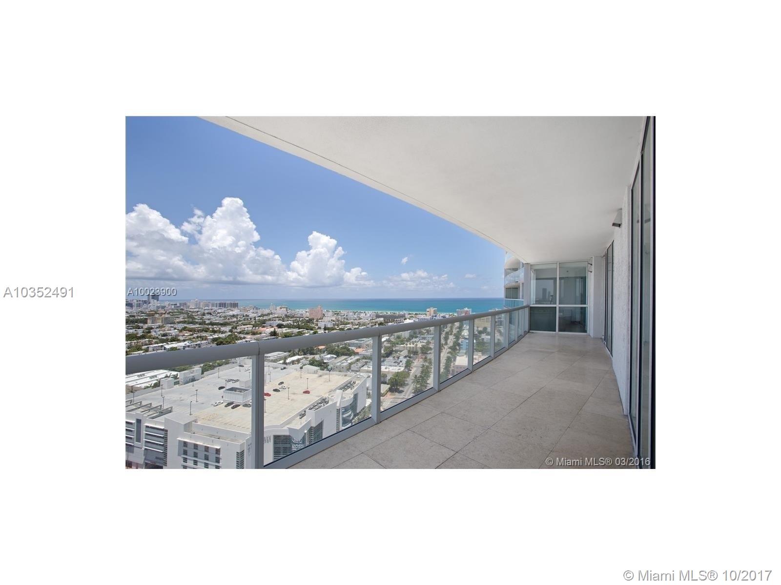 High floor 2 bedroom, 2 & 1/2 bathroom at Icon South Beach's favorite 02 line. Residence features include 9 foot ceilings, floor to ceiling sliding high impact doors and windows throughout, with access to its wrap around balcony from bedrooms and living rooms. Marble throughout. Kitchen features granite counter tops, European custom cabinetry, Miele appliances and subzero built in refrigerator and freezer. Utility room with washer and dryer next to the kitchen. Spacious bedrooms and huge master walk in closet. Master bath with dual sinks, shower and a roman tub featuring spectacular views. 20 feet ceiling lobby attended 24 hours, with concierge services, two pools, state of the art gym, spa and food service by the pool area.