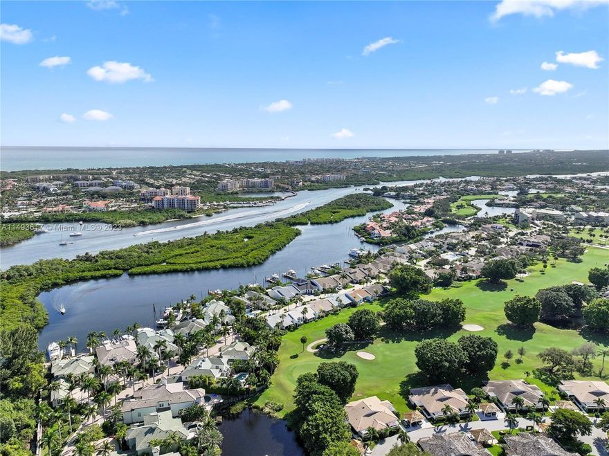 WATERFRONT - DIRECT OCEAN ACCESS! RARELY AVAILABLE Deepwater Home with Private Dock in Beautiful Jonathan's Landing - one of Jupiter's finest Country Club/Marina communities. A true Boater's Paradise. Easy (10-minute) Ocean access w/ NO FIXED BRIDGES! Located in the Baytowne section, Spacious 3 bed, 2 baths with a private spa off of the master bathroom. 2 Car Garage & separate Golf Cart Garage. A separate Den is located off the Kitchen. Separate office area is located off the living room. New roof from 2023. Enjoy water views from the deck; perfect home for entertaining family and friends and launching your boat or paddle boards. Excellent Location...minutes from the Beach, Golf Course, Love Street restaurants, and Harborside shops! Club membership is optional. Easy to show!