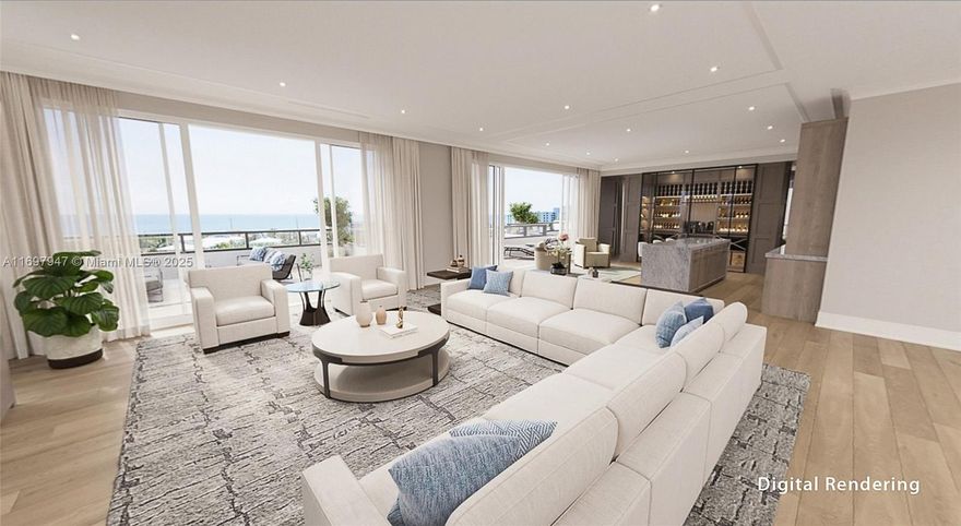 Showroom Now Open! Experience the pinnacle of luxury living in Juno Beach's newest seaside urban community, Caretta, just 400 yards from the beach. Penthouse B503 redefines sophistication with over 7,750 total square feet, including 5,590 square feet of indoor living space and 2,160 square feet of outdoor terraces. This spacious 4-bedroom, 5.1-bath penthouse features a chef’s kitchen with Wolf natural gas range, Sub-Zero refrigeration, waterfall island countertops, wine storage, and 10’ ceilings. Enjoy seamless indoor-outdoor living on your expansive terrace complete with a built-in gas grill. Caretta offers a wealth of amenities designed to simplify and elevate your lifestyle, including a rooftop pool, fitness center, golf simulator, sauna, dog park,