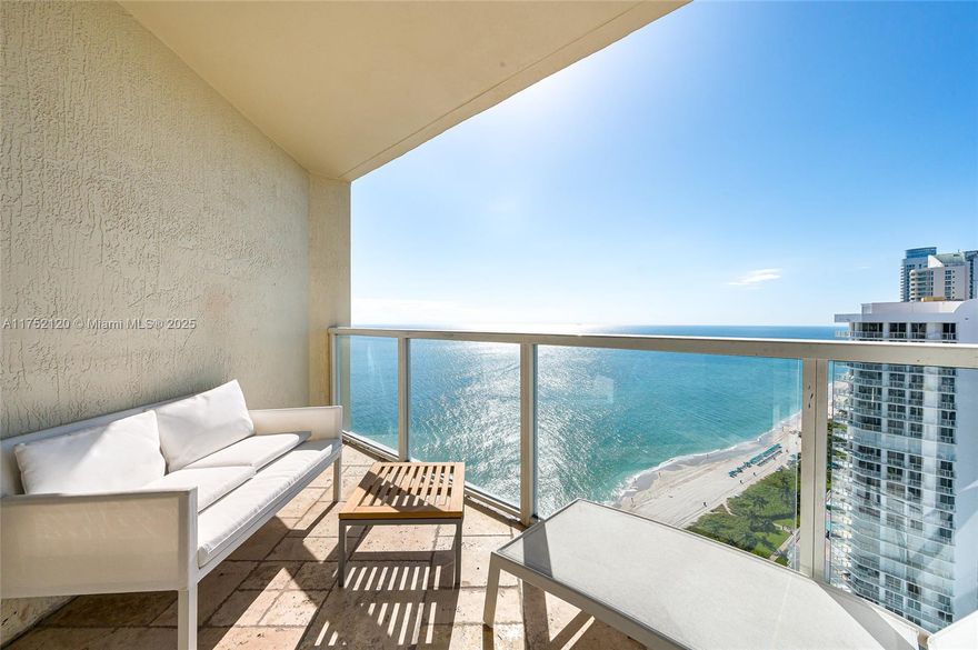 Ocean views with flexible rental restrictions! High floor 1 bedroom, 1.5 bathroom that's offered fully furnished with southern exposure & tons of natural sunlight. Kitchen features granite countertops & stainless steel appliances. The master bedroom has a king bed, walk in closet, & huge bathroom with soaking tub. Unit also has a half bathroom & full size washer/dryer. Total of 1000 interior sq/ft plus 2 private balconies. Impact windows & doors throughout. Amazing location in Sunny Isles near many restaurants, shops, & grocery stores. La Perla is a rental & investor friendly building. Owners are permitted to rent 12 times a year. Currently renting short term with instant cash flow & property management company (1000+ Airbnb reviews) can pass to new owner. Assessment paid! Easy to show