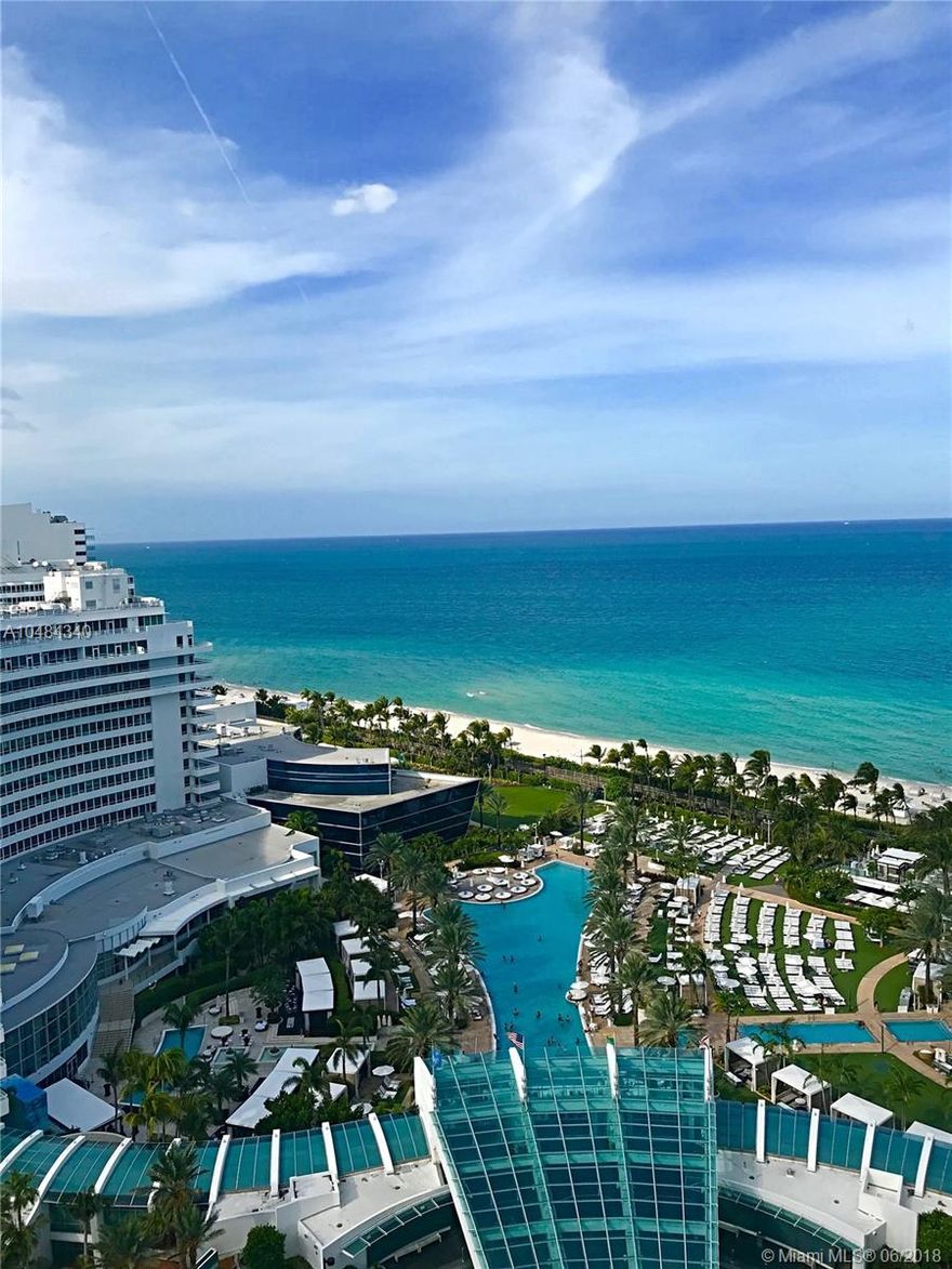 Beautifully furnished oceanview in this luxury and famous Condo- Hotel Fontainebleau!. An iconic building of Miami Beach. 1 Full bedroom + 2 Full Bathrooms, a beautiful living room with a kitchen, one oversized balcony, sleeper sofa, washer and dryer inside the unit and more. Residents have exclusive access to the beach, private pools, LIV famous night club, outdoor cabanas, Lapis Spa, fitness center,  award-winning restaurants, housekeeping services, concierge and more. Must see it.