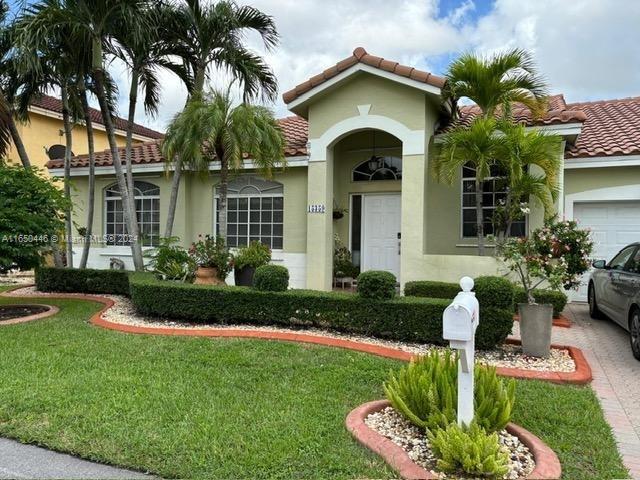 Located in the desirable community of Lakes of the Meadow-Renaissance. Immaculate 3 bedrooms/2 baths-one story home. Features vaulted ceilings, fully tiled, remodeled kitchen, stainless steel appliances with breakfast nook, French doors, walk-in closet in Master Bedroom. Added bonuses: Newly tiled roof in 2018, new a/c 3-4 years old, new electric panel, new impact garage door, fully tiled screened-in covered terrace with extended patio, fenced backyard with a mango tree, tiled one car garage with built-in storage. Community offers clubhouse, security patrol, basketball, raquetball & tennis courts, exercise room, playgrounds, junior Olympic pool plus has storage for boats and trailers. Located in excellent school district!
