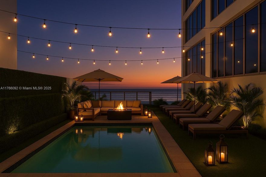 Experience the ultimate coastal luxury at Carillon Wellness Resort. This exclusive 3-bed, 3.5-bath combined unit delivers *your own* 3,000 SF private rooftop terrace, complete with a 14’x30’ heated pool. From sunrise yoga overlooking the ocean to drinks at sunset this private terrace becomes your personal resort retreat. Indoors, discover two primary suites with serene water views, a dedicated home office, media room, guest room, & custom built-ins that elevate the space. The combined 6,000 SF of indoor-outdoor space ensures effortless entertainment flow with floor-to-ceiling views from the Miami skyline to the Atlantic horizon. Living at the Carillon means access to the oceanfront restaurant, 70,000 SF spa and gym, beach club, four pools, 24hr concierge, and more. *Image 1 is a Rendering*