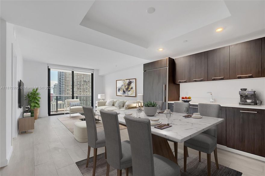 VACANT AND READY FOR NEW OWNER TO OCCUPY IMMEDIATELY! Magnificent 1 bedroom + den with 2 full bathrooms in one of Brickell's premiere buildings, Brickell Heights. This large and spacious east tower unit has a den ideal for a 2nd bedroom or a home office/flex space.  It has water views in two directions as well as beautiful, open city views. 1 valet parking space is included. Brickell Heights is located in the heart of Brickell and close to all the action. This luxurious building features an amazing rooftop pool deck in each tower, an additional large pool,  fitness center, spa, party room, and Equinox and SoulCycle downstairs.