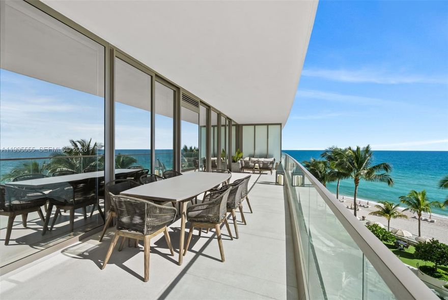 Experience refined oceanfront living in Residence 401 at the prestigious Residences by Armani Casa. This 3-bedroom + den, 5.5-bath, 2,468 SF home features an elegant open layout with floor-to-ceiling glass framing serene ocean and palm views. The spacious great room flows seamlessly to an expansive terrace for effortless indoor-outdoor living. A sleek gourmet kitchen offers custom cabinetry, premium appliances, and a large island ideal for dining and entertaining. The primary suite is a private retreat with a spa-like bath and generous wardrobe space, while all guest bedrooms feature en-suite baths. Residents enjoy world-class amenities including private beach service, oceanfront pool, spa, fitness center, restaurant, concierge, valet, and 24-hour security.