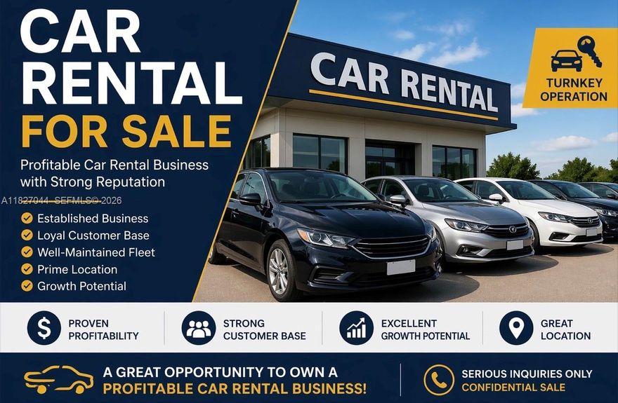 Incredible opportunity to acquire a well-established and highly profitable car rental agency operating in three of Florida’s busiest markets: Miami, Orlando, and Fort Lauderdale. This business has been successfully operating for nearly 10 years, building a solid reputation and a loyal client base of both tourists and locals. Fleet of 150 Vehicles – including compact cars, sedans, SUVs, minivans, sports cars, and convertibles – with an estimated value of $3.5M. State-of-the-Art Technology – includes a modern rate management system and rental car software, streamlining operations and maximizing revenue. Turnkey Operation. Growth Potential – opportunities to expand through digital marketing, partnerships with hotels and travel agencies, or adding new locations. POF and NDA required.
Terms to Proceed
 
Prior to detailed negotiations, the buyer must provide a signed NDA and proof of liquid funds or a bank pre-qualification letter.
To initiate due diligence, the buyer must execute a LOI, APA or SPA and provide an escrow deposit equal to one percent (1%) of the Business value.
 
Escrow terms:
 
If the buyer withdraws from the transaction or fails to complete the purchase for any reason, USD 4,000 from the escrow deposit shall be released to the seller to cover legal and administrative expenses. If the transaction closes, the escrow deposit shall be applied to the final purchase price.
 
The seller does not provide seller financing.