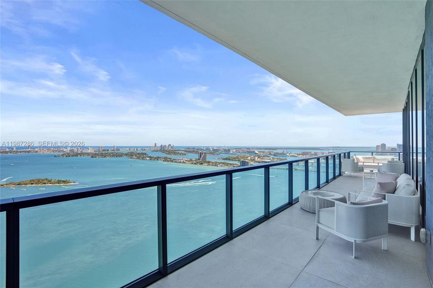 Breathtaking 180-degree views of the open bay, Downtown Miami skyline, and the Atlantic Ocean define this exceptional residence at Elysee Miami. A private elevator entry opens directly into 3,966 total square feet of updated living space, offering a refined expression of modern luxury.

This fully remodeled 5-bedroom, 5.5-bath home features bright, expansive interiors, soaring ceilings, and two oversized terraces capturing sunrise and sunset views. The residence is appointed with a full Savant smart home system controlling lighting, audio, climate, and shading, along with Waterworks fixtures and Sub-Zero and Wolf appliances throughout.

The fifth bedroom is currently configured as a den and can be easily converted back to a full bedroom.

Elysee Miami offers boutique living with only two residences per floor and fewer than 100 total homes. Amenities include sunrise and sunset pools, fitness center, spa, yoga studio, children’s playroom, and resident lounge. Full-service building with 24-hour concierge, security, and valet.

Ideally located in Edgewater, minutes from the Design District, Midtown, Wynwood, Downtown, and Miami Beach.