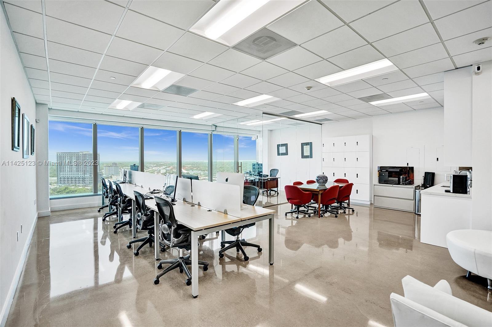 PRICE REDUCTION!! Location! Location! Location! This Class A 17th floor office is located at Town Center One, just minutes away from major highways, Kendall Drive, Metrorail, Dadeland Mall & much more. The Seller spared no expense in remodeling this GORGEOUS open concept 1125 sq ft office with a great attention to detail. It features polished concrete floors throughout, a beautiful kitchenette with white cabinetry & a quartz countertop, floor to ceiling windows with a splendid city view, custom window treatments & a private glass enclosed office. This condo comes with 1 assigned parking spot in the covered parking garage along with 2 unassigned parking spaces. This building has 24 hour security at the front desk, a grand lobby and an onsite restaurant. Easy to show!