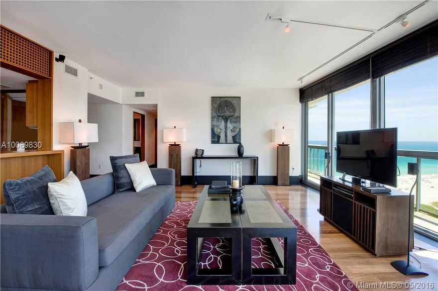 Great income producing property.  Stunning 2 bedroom "06" Unit, at Luxurious Setai. The unit has been recently renovated and outfitted with the Setai Hotel package.  The "06" Line is unique as it features beautiful ocean views, as well as the downtown Miami Skyline.  It is currently enrolled in the income producing hotel rental program.